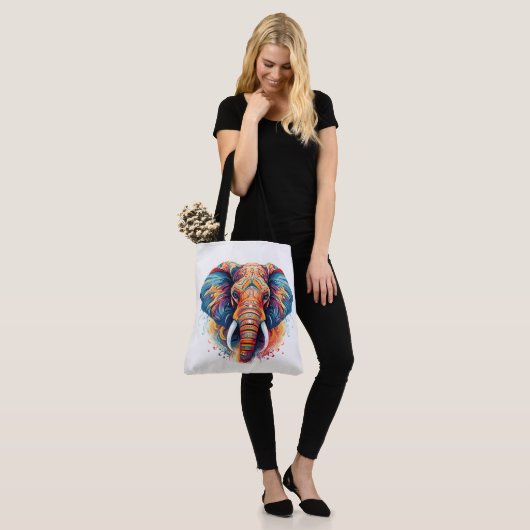 Boheemse stijl olifant tote bag (Op model)