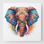 Boheemse stijl olifant vierkante klok (Voorkant)