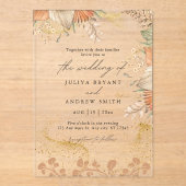 Boheemse stijl pampass gras bruiloft acryl uitnodigingen (Voorkant)