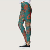 Boheemse stijl smaragd & robijn veerprint leggings (Links)
