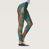 Boheemse stijl smaragd & robijn veerprint leggings (Rechts)