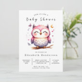 Boheemse stijlvolle uil Baby shower Kaart (Staand voorkant)
