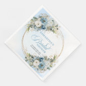 Boheemse Stof Blauwe Bloem Gouden Frame Servetten (Hoek)
