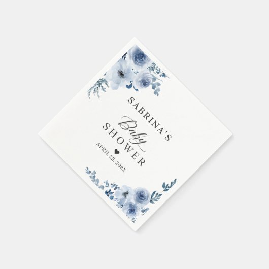 Boheemse Stofblauwe Bloemenkinderfeestje Servet (Hoek)