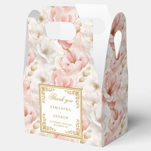 Boheemse stoffige roze waterverf bruiloft gunstbox bedankdoosjes (Geopend)