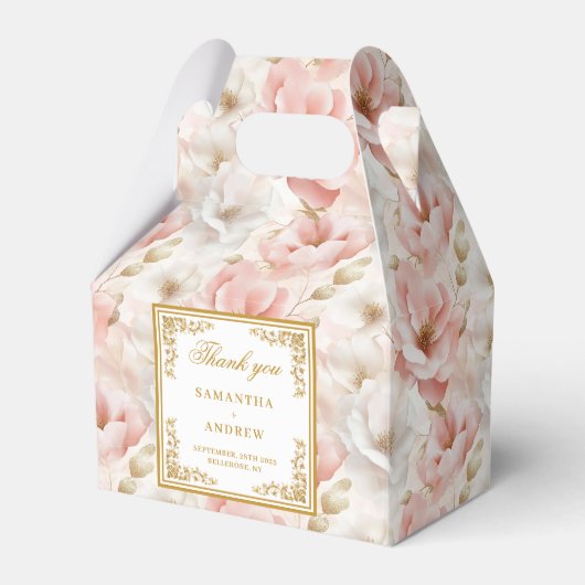 Boheemse stoffige roze waterverf bruiloft gunstbox bedankdoosjes (Voorkant Zijde)