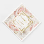 Boheemse stoffige roze waterverf bruiloft servette servet (Hoek)