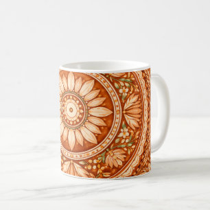 Boheemse Straling: Terracotta Mandala Keramiek Koffiemok