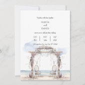 Boheemse strand ceremonie receptie boog bruiloft kaart (Voorkant)