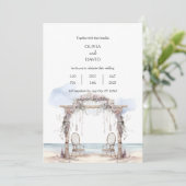 Boheemse strand ceremonie receptie boog bruiloft kaart (Staand voorkant)