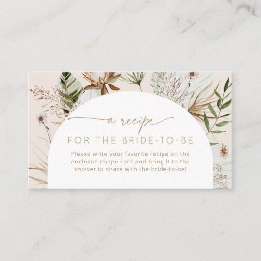 Boheemse strandrecept voor de bruid insert informatiekaartje (Voorkant)