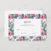 Boheemse Succulent & Bloemen - Huwelijk RSVP (Voorkant / Achterkant)