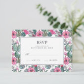 Boheemse Succulent & Bloemen - Huwelijk RSVP Kaartje (Staand voorkant)