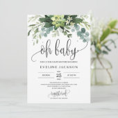 Boheemse succulente bladeren bloemenoh baby shower kaart (Staand voorkant)