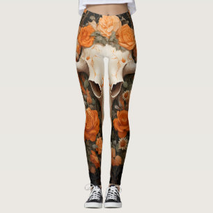 Boheemse suikerschedel bloeien Leggings