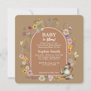 Boheemse Tea Party Baby in Bloom Baby shower Kaart