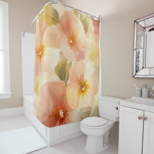 Boheemse Terracotta Bloemen Douchegordijn (In situ)