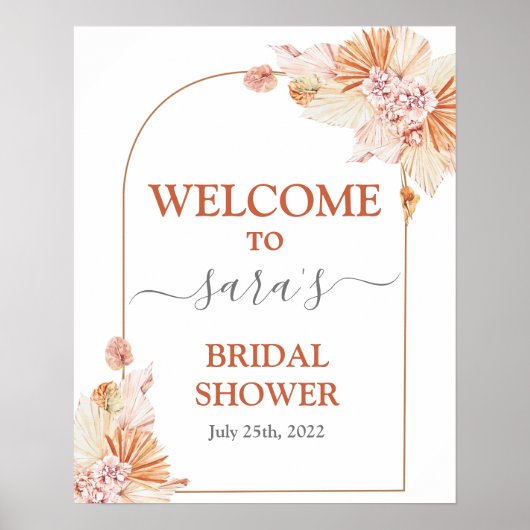 Boheemse terracotta bruidsshower welkomstbord poster (Voorkant)