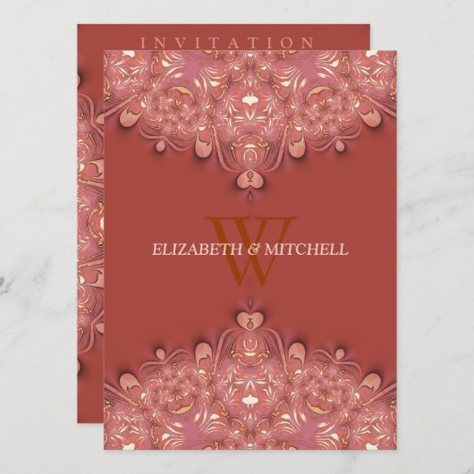 Boheemse terracotta kant hart bruiloft kaart (Voorkant / Achterkant)