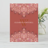Boheemse terracotta kant hart bruiloft kaart (Staand voorkant)