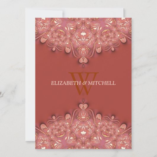 Boheemse terracotta kant hart bruiloft kaart (Voorkant)