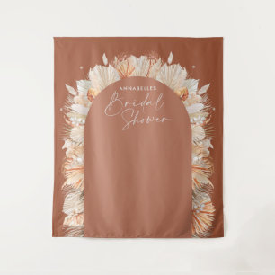 Boheemse terracotta pampagras bruiloftsshower wandkleed