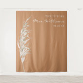 Boheemse Terracotta Pampas Gras Bruidsachtergrond Wandkleed (Voorkant)