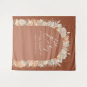Boheemse terracotta pampasgras bruiloftsshower wandkleed (Voorkant (horizontaal))