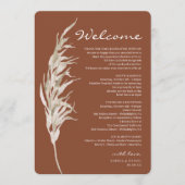 Boheemse Terracotta Trouw Welkom Itinerarium Programmakaart (Voorkant)