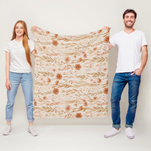 Boheemse Terracotta Wilde Bloem Bloempatroon Fleece Deken