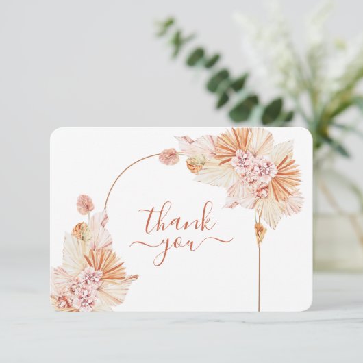 Boheemse Terracotta woestijn bruiloft bedankkaart (Staand voorkant)