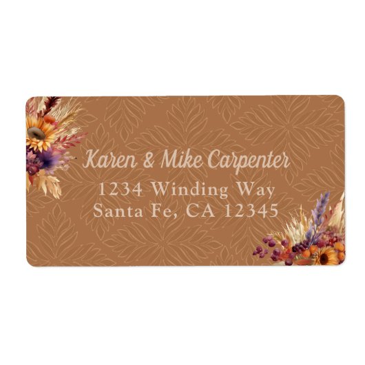 Boheemse Terracotta Zonnebloem Etiket (Voorkant)