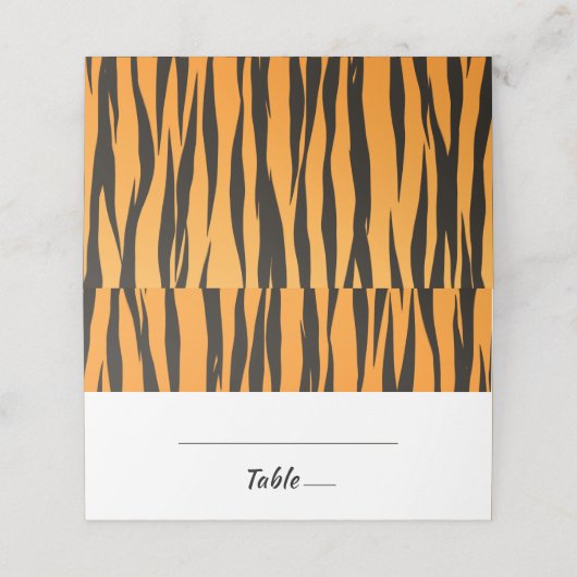 Boheemse tijger streep zwart goud bruiloft streep plaatskaartje (Buitenkant ongevouwen)