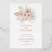 Boheemse Tropische Bloem Bruiloft Folie Uitnodigin Folie Uitnodiging (Voorkant)