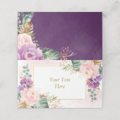 Boheemse Tropische Bloemen Blush Paarse bruiloft Plaatskaartje (Buitenkant ongevouwen)