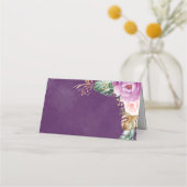 Boheemse Tropische Bloemen Blush Paarse bruiloft Plaatskaartje (Achterkant)