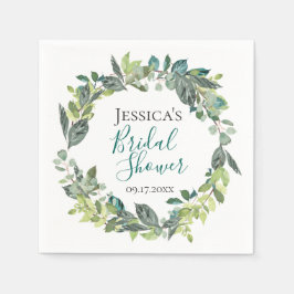 Boheemse tuin bladeren krans gepersonaliseerd servet