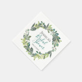 Boheemse tuin bladeren krans gepersonaliseerd servet (Hoek)