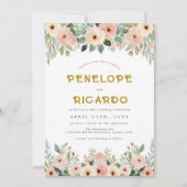 Boheemse Tuin Bloem Perzik bruiloft Kaart (Voorkant)