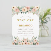 Boheemse Tuin Bloem Perzik bruiloft Kaart (Staand voorkant)