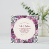 Boheemse Tuin Paarse Waterverf Bloem Bruiloft Kaart (Staand voorkant)