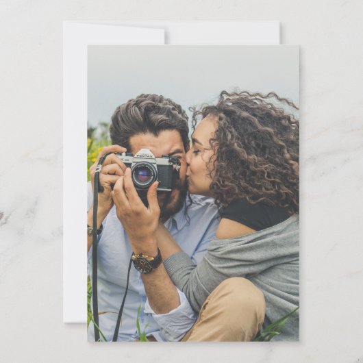 Boheemse Tuin Roze Boho Wildflower Foto Bruiloft Kaart (Achterkant)