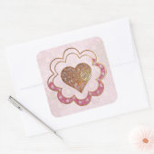 Boheemse Valentijn Waanzin 3D VALENTIJNSDAG HUWELI Vierkante Sticker (Envelop)