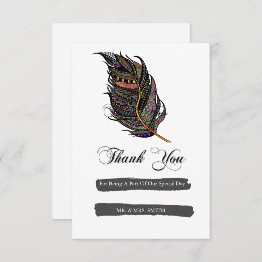 Boheemse Veer Bedankkaart (Voorkant / Achterkant)