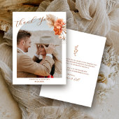 Boheemse verbrande-Oranje bloemenrustieke bruiloft Bedankkaart