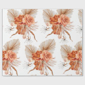 Boheemse verbrande-Oranje bloemenrustieke bruiloft Cadeaupapier (Vlak)