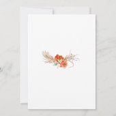 Boheemse verbrande-Oranje bloemenrustieke bruiloft Kaart (Achterkant)