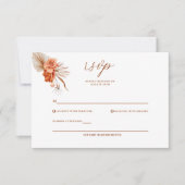 Boheemse verbrande-Oranje bloemenrustieke bruiloft RSVP Kaartje (Voorkant)