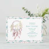 Boheemse veren dromenvanger Teal verjaardagsfeestj Kaart (Staand voorkant)