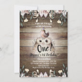 Boheemse Veren Vrienden Uil & Vogel Baby 1e Een Kaart (Voorkant)